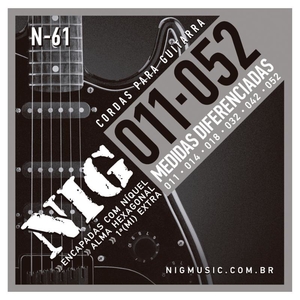 Encordoamento Nig Guitarra.011/.052 Tradicional + 1 Mi + Palheta