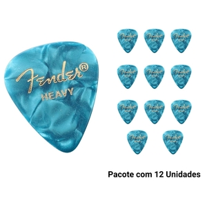 Palheta Fender Azul Turquesa Dura/Heavy - 8150 - Pacote Com 12 unidades