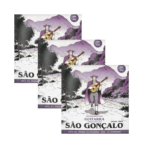 Encordoamento São Gonçalo Guitarra 09 - 042 Niquel 11026 - Kit Com 3